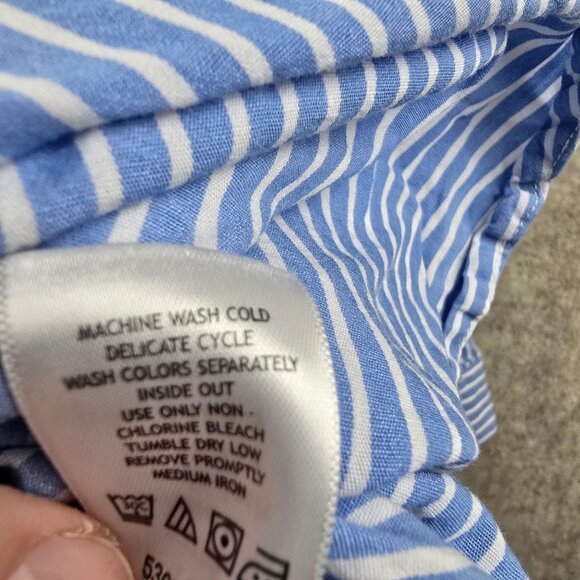 Woman Within Womens Striped Button-Up Blue Tunic Blouse 3X Cotton Relaxed Fit - Picture 6 of 8